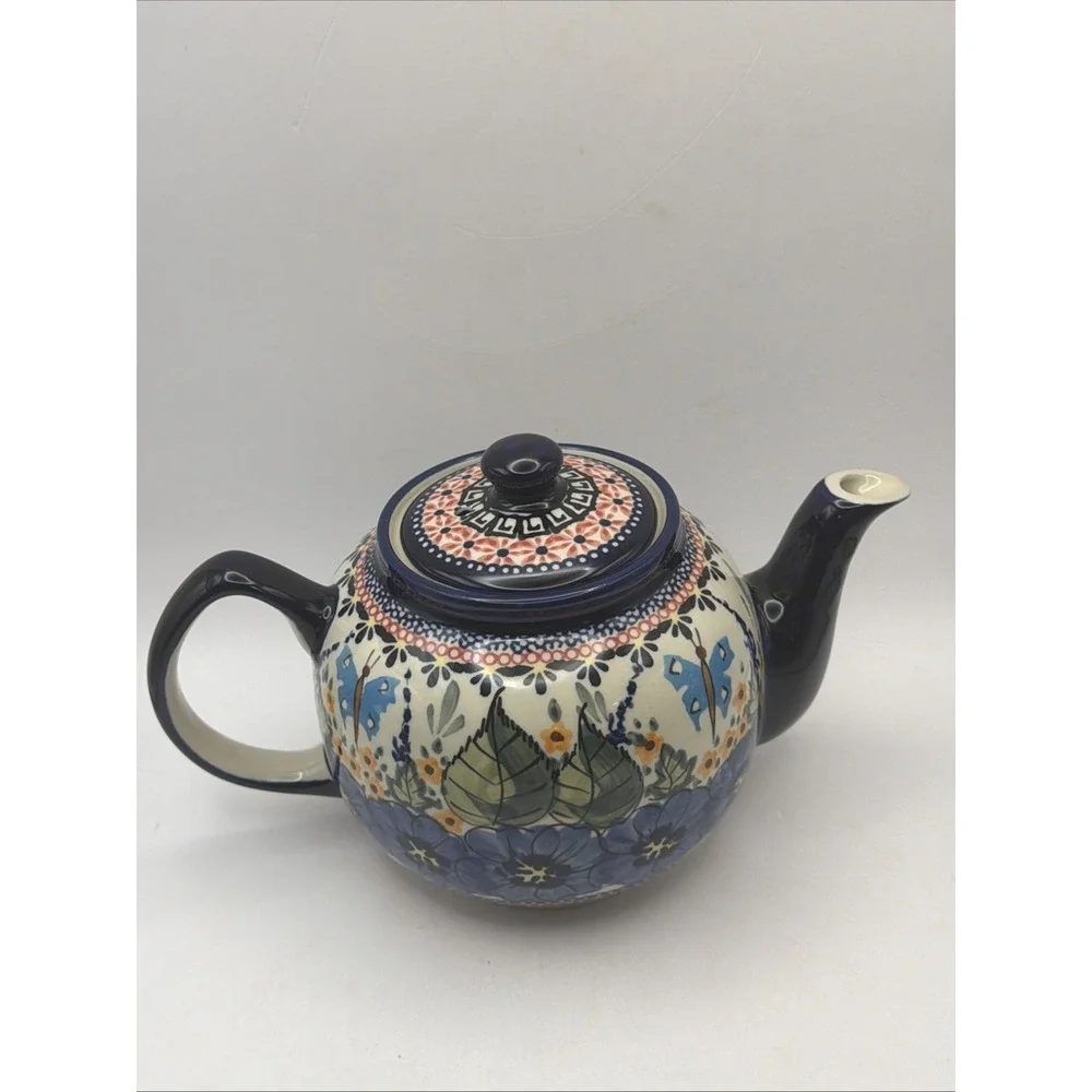 Blue Rose Polish Pottery Hummingbird Small Teapot